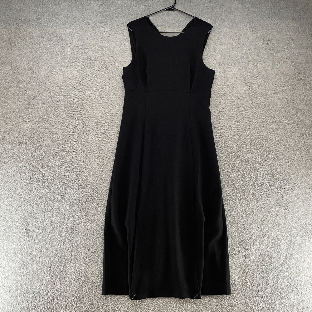 J. Crew Dress Womens 12 Midi Black Sleeveless Fit Flare Tie Bow Back